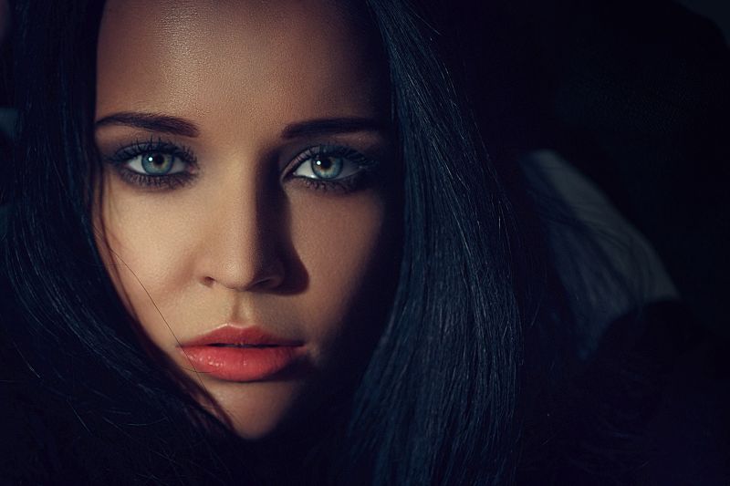 tvář, ženy, model, portrét, fotografování, Černá tvář, ženy, model, portrét, fotografování, Černá