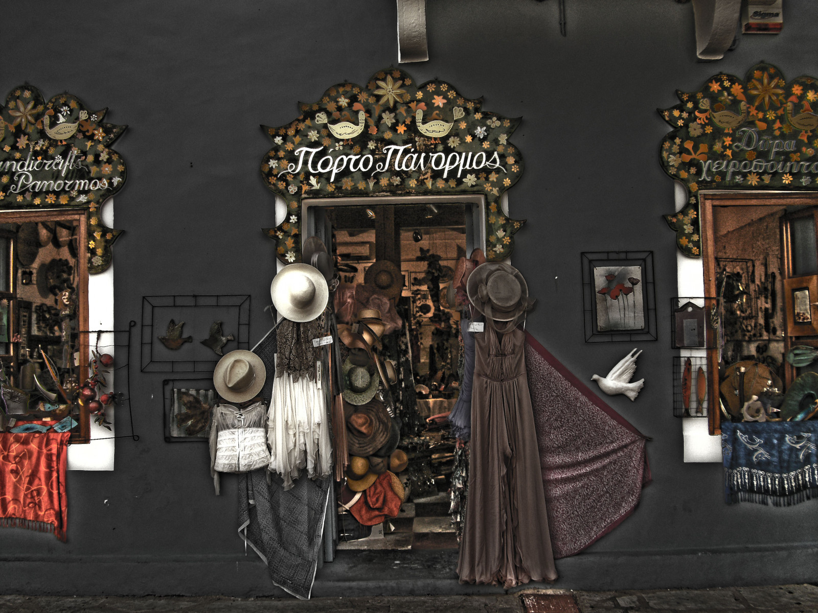 Wallpaper hat, dress, Greece, island, summer, shop, lighting, trip, furniture, hellas