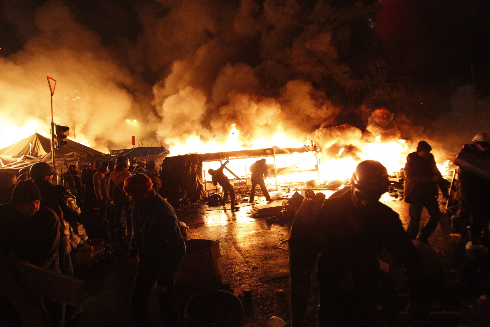 Nacht-, Feuer, Ukraine, Lagerfeuer, ukrainisch, Kiew, Maidan, Feuer