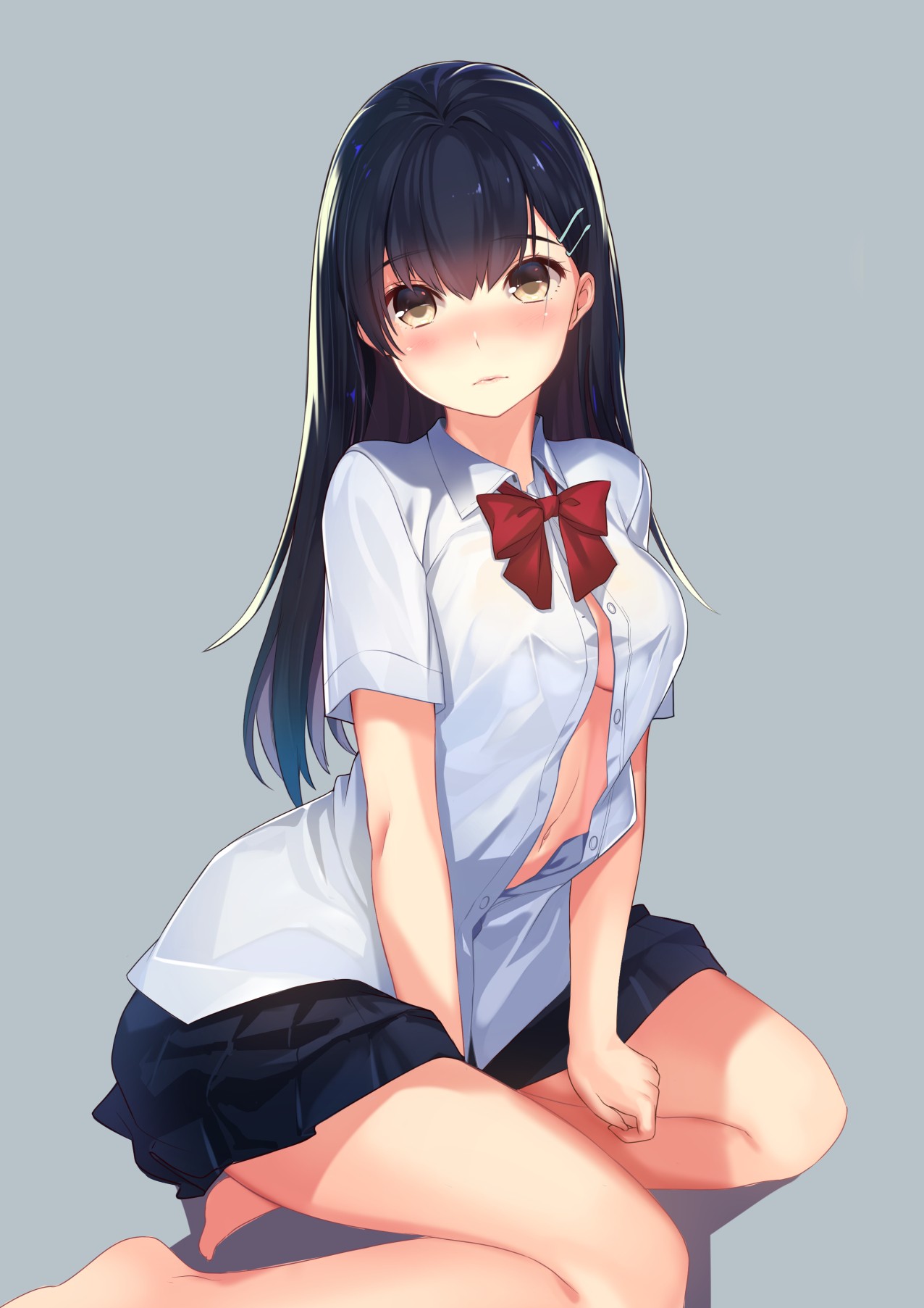 Wallpaper : illustration, long hair, anime girls, yellow eyes, legs ...