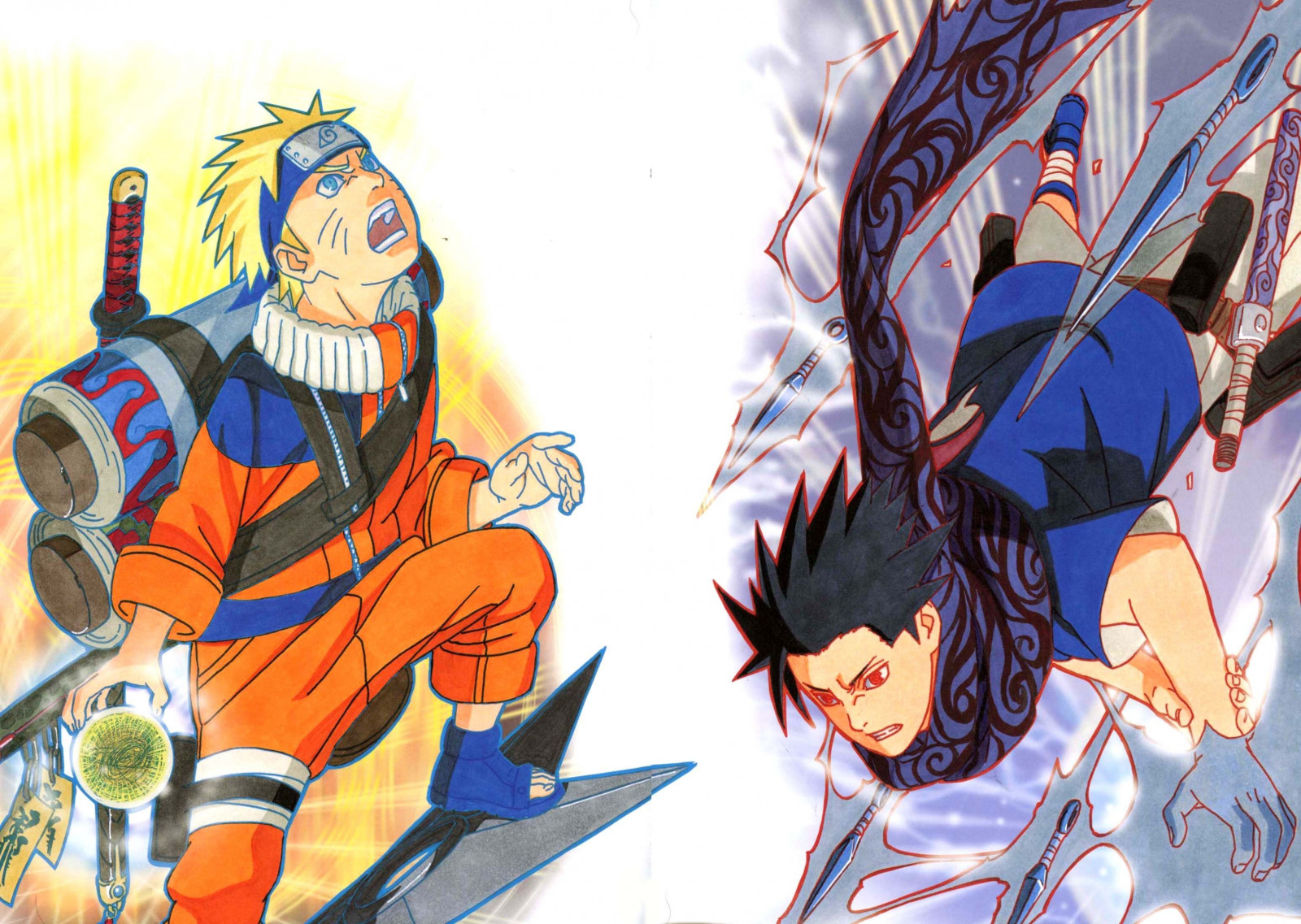ilustrace, anime, Naruto Shippuuden, Uzumaki Naruto, Uchiha Sasuke, komiks, mangaka, comics umělec, komiks