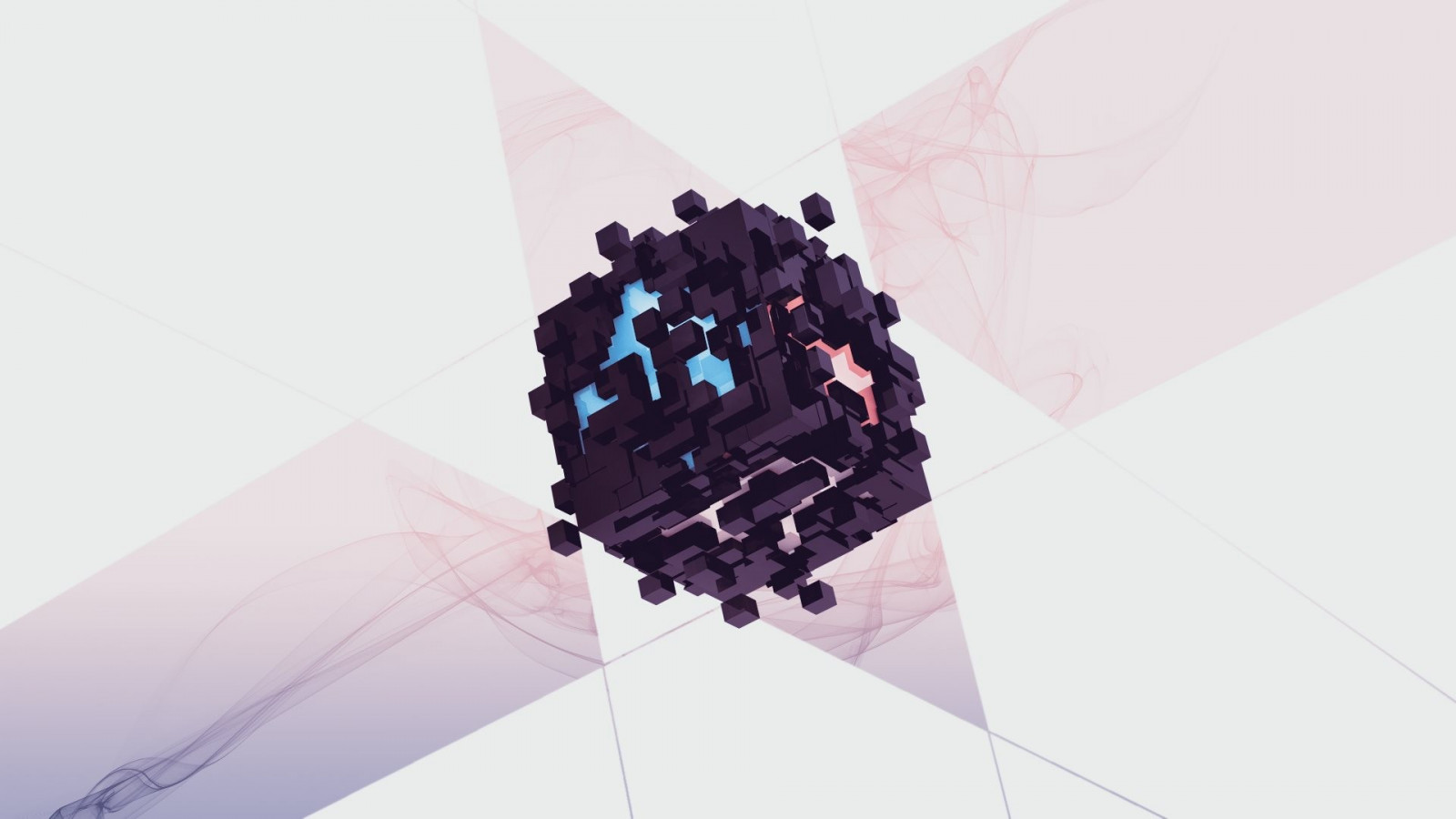 ilustrace, digitální umění, abstraktní, 3D, nachový, bílé pozadí, grafický design, krychle, jednoduchý, trojúhelník, vzor, geometrie, čáry, růžový, značka, UMĚNÍ, tvar, design, módní doplněk, font