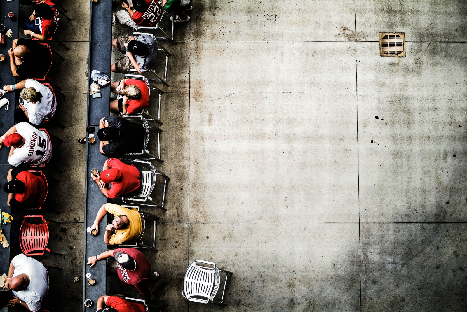 ulice, venku, stěna, židle, lavice, Netopýrů, davy, pouliční umění, stadión, Cardinals, baseball, svatý, odpočinek, Mo, UMĚNÍ, hra, Missouri, netopýr, Louis, busch, louid