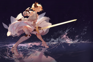 Wallpaper Drawing Illustration Blonde Anime Girls Dual Monitors Saber Fate Series Toy Triple Screen Line Sketch 115x2160 Pvtpwn Hd Wallpapers Wallhere