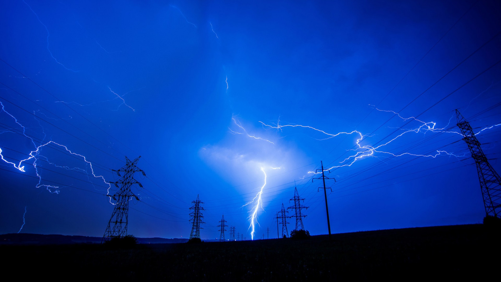 Wallpaper landscape, dark, nature, long exposure, lightning, storm
