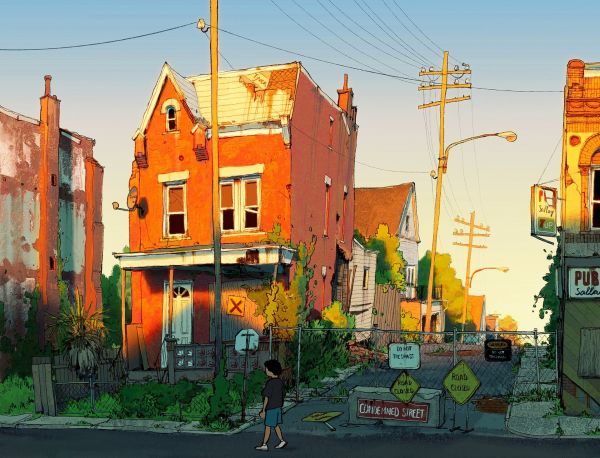 artwork,digital art,house,city