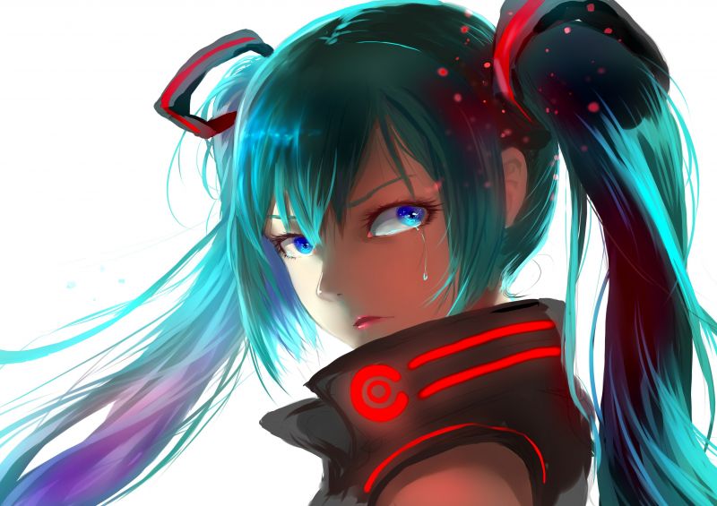 ilustrace, anime, kreslená pohádka, černé vlasy, Vocaloid, Hatsune Miku ilustrace, anime, kreslená pohádka, černé vlasy, Vocaloid, Hatsune Miku