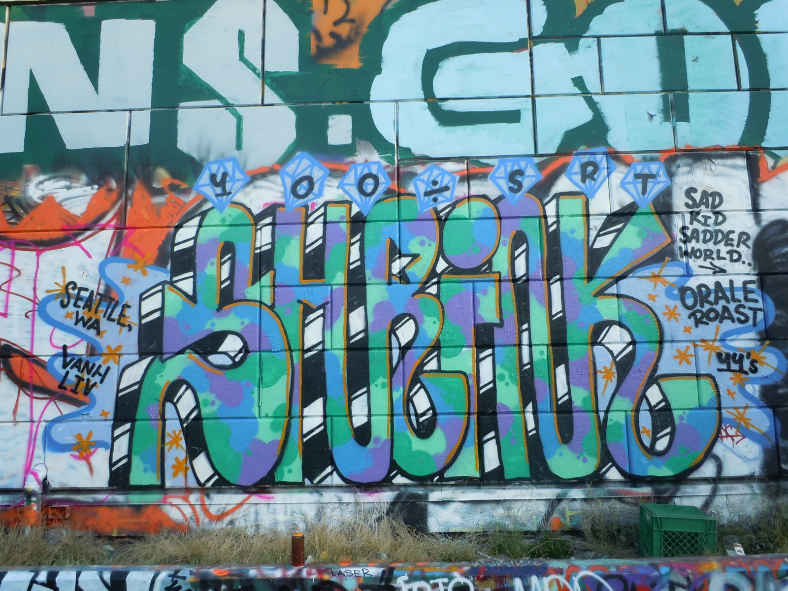 Seattle, ถนน, ศิลปะ, กราฟฟิตี, 100, หด, รฟท, nbd