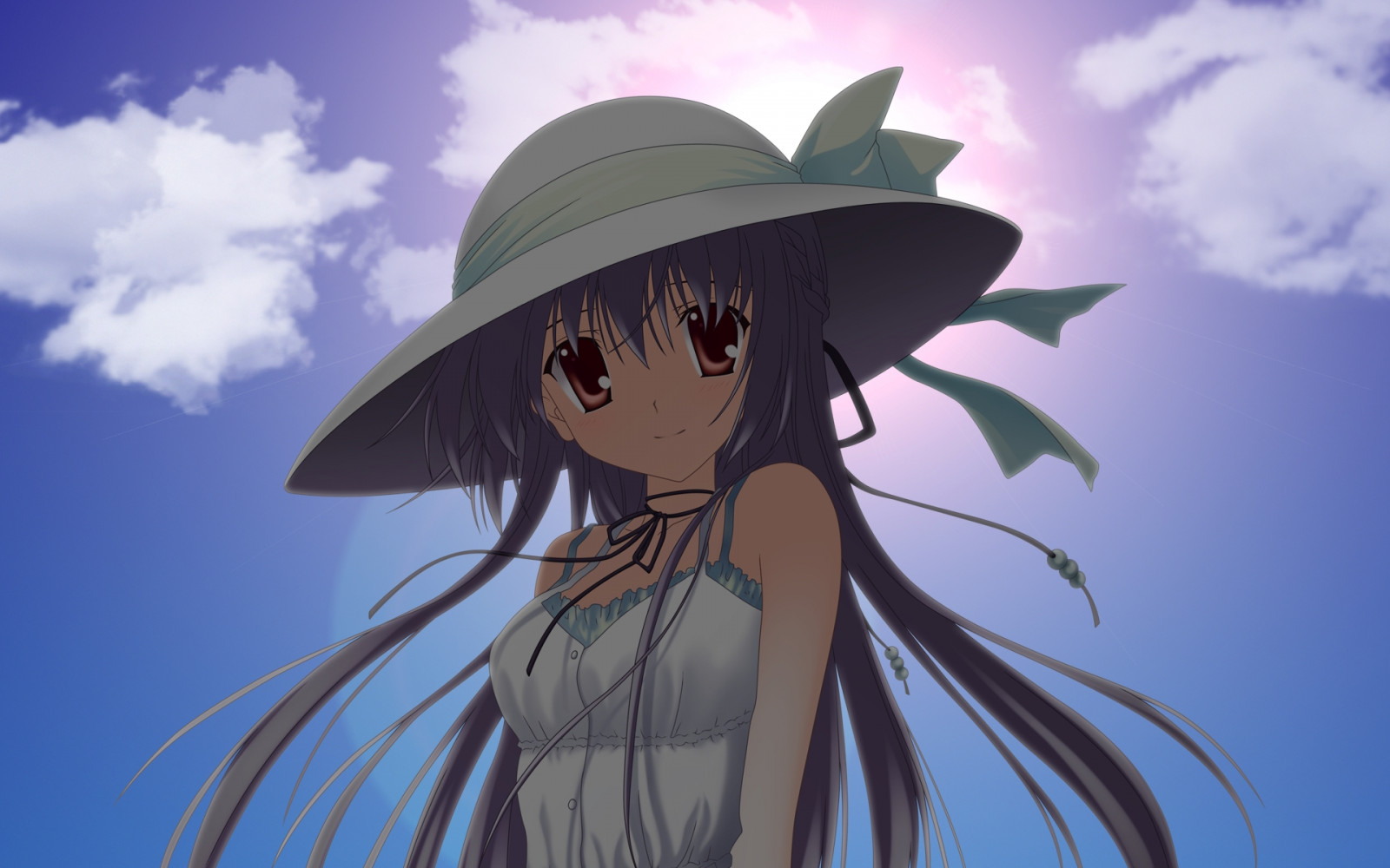 Masaüstü Illüstrasyon, Anime, esmer, gökyüzü, şapka, mavi, Güneş