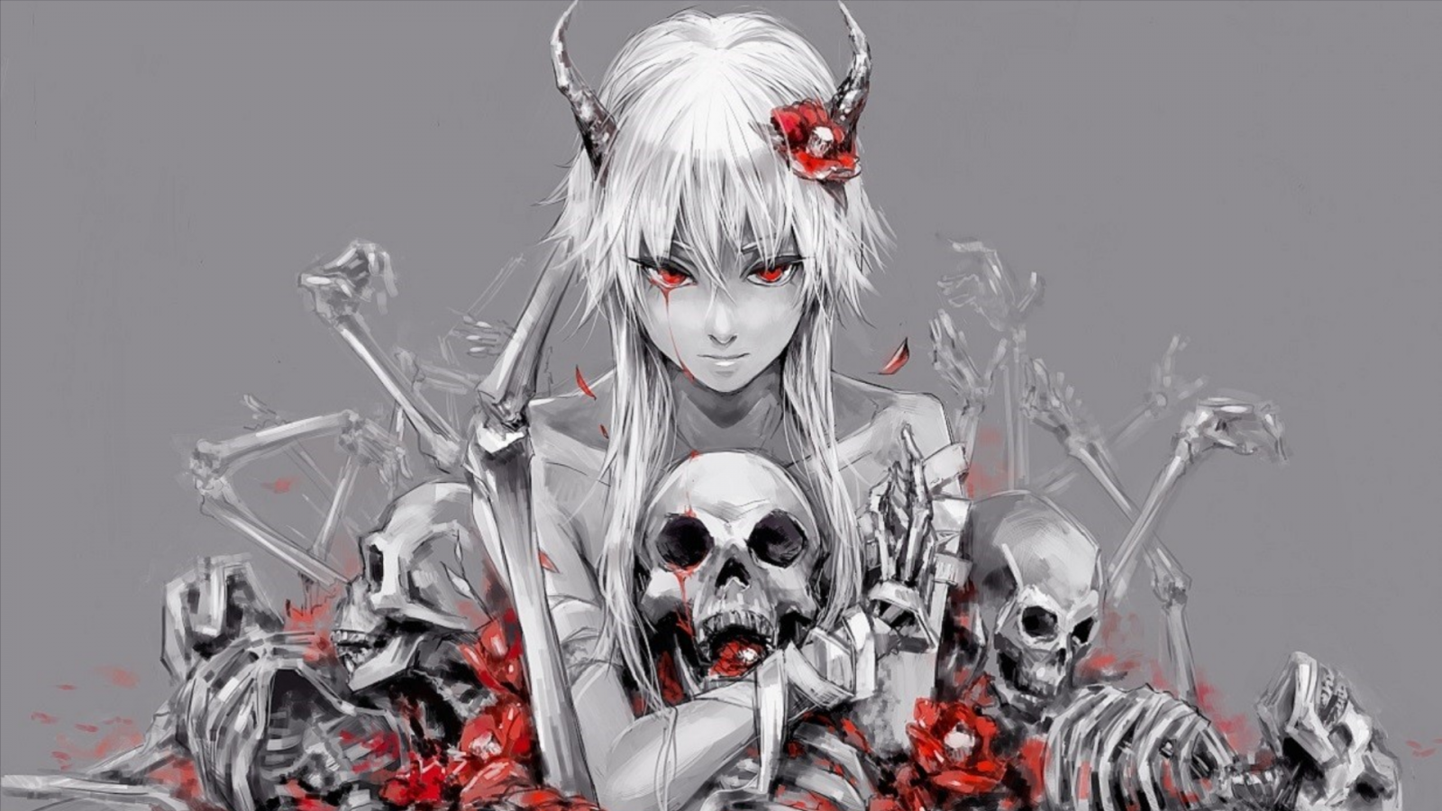 Mirai Nikki, Gasai Yuno, lebka, lebky a kosti, Yandere, anime dívky