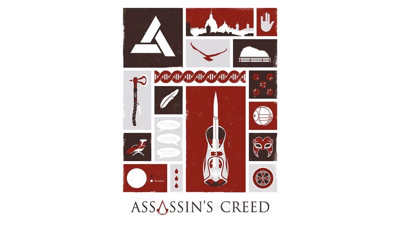 logo, Assassin Creed, značka, reklamní, Ubisoft, prapor logo, Assassin Creed, značka, reklamní, Ubisoft, prapor