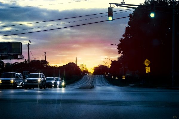 sunset,car,road,driving,Driver,sky