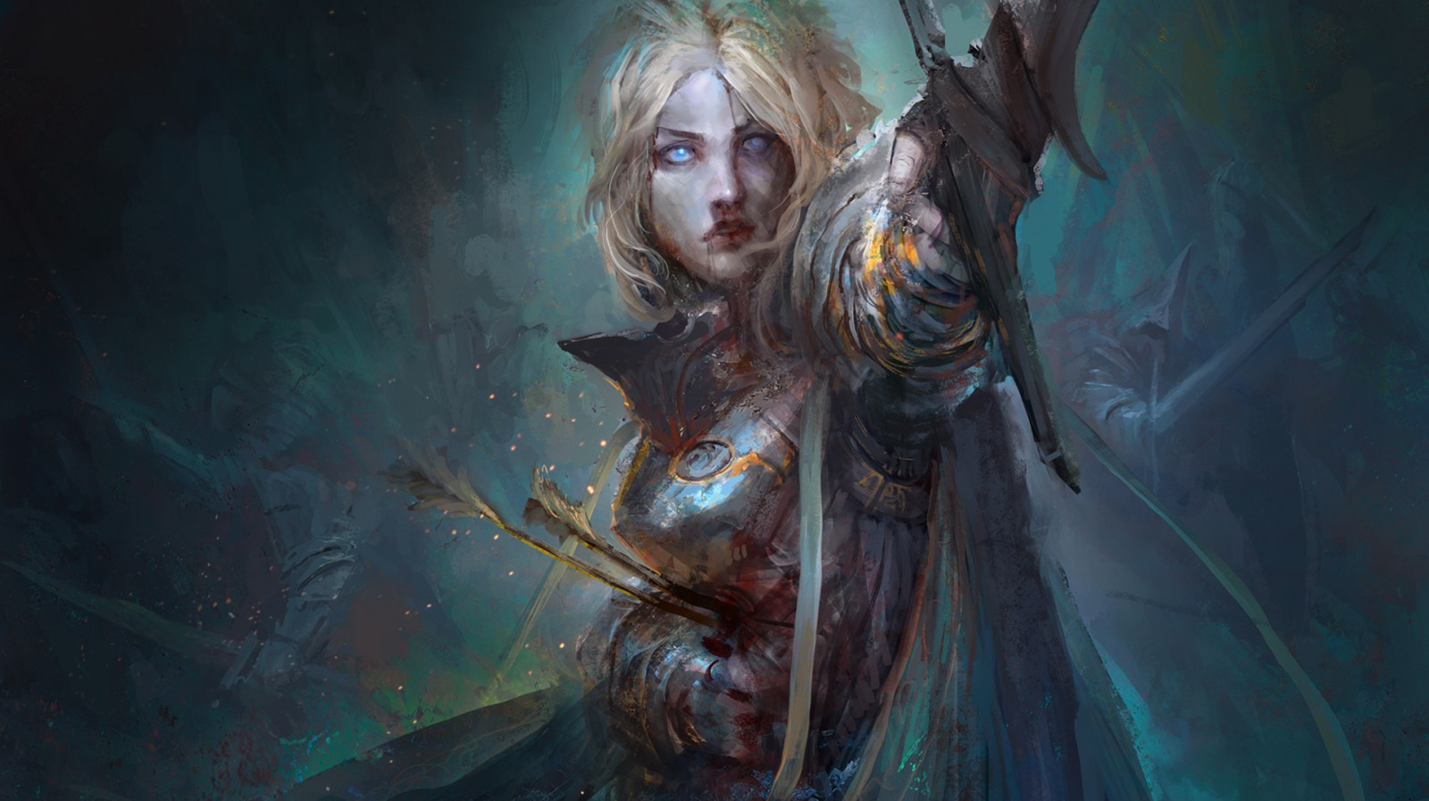 ženy, fantasy umění, umělecká díla, smrt, šipky, mytologie, tma, Snímek obrazovky, počítač tapeta, fiktivní postava, zvláštní efekty, žena bojovník