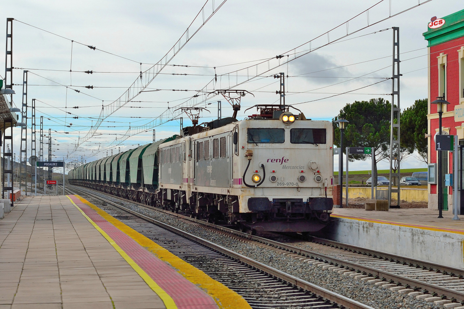 korn, Mitsubishi, Locomotora, rENFE, 269, Mercante, Mercancías, Electrica, tolvas, cerealero, Pozaldez