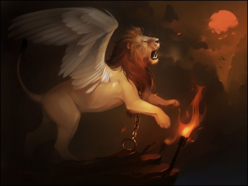illustration, fantasy art, angel, artwork, creature, lion illustration, fantasy art, angel, artwork, creature, lion