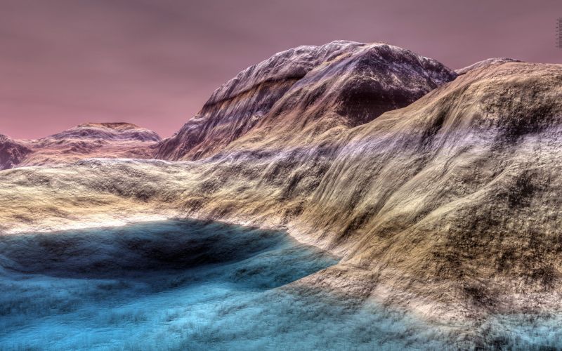 krajina, moře, kopec, Skála, Příroda, 3D krajina, moře, kopec, Skála, Příroda, 3D
