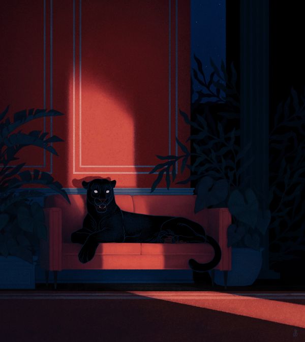 digital art,artwork,animals,panthers,red,pink