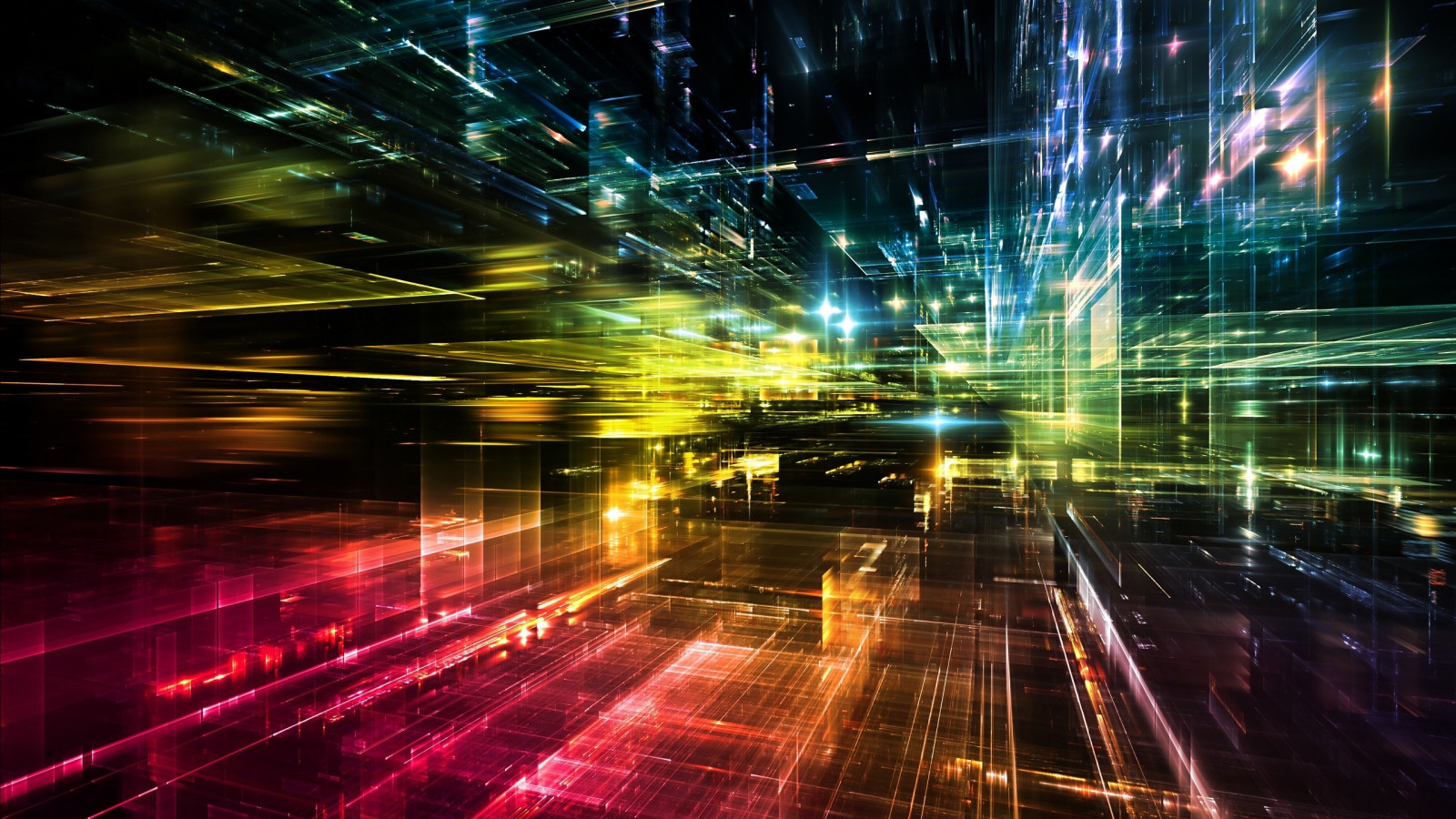 slunečnímu záření, barvitý, panoráma města, noc, abstraktní, odraz, večer, světlo, osvětlení, tma