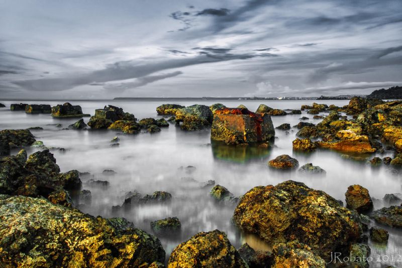 vand, himmel, klippe, hav, natur, afspejling