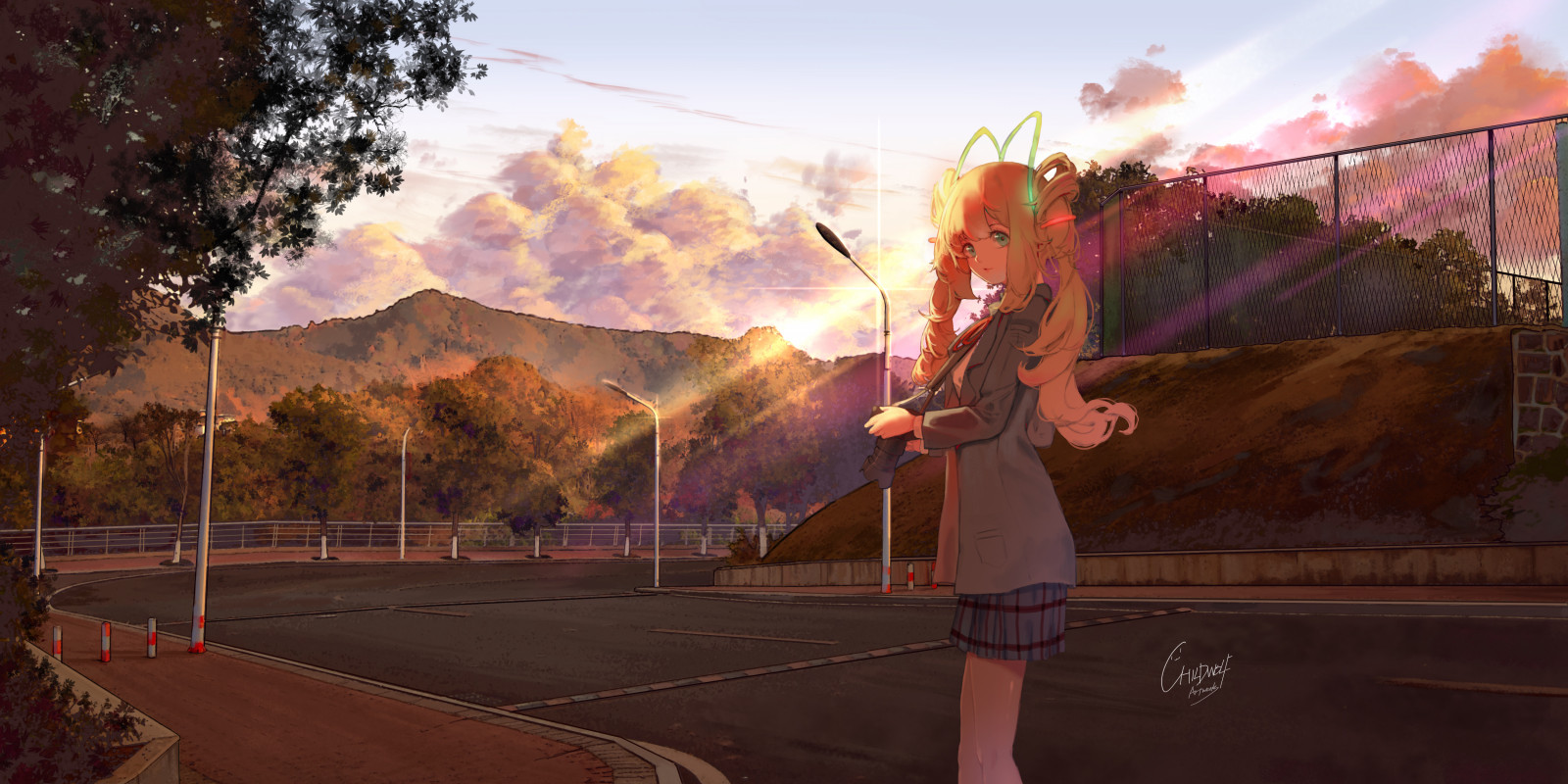 nebe, mrak, Příroda, flash photography, hudební nástroj, oranžový, slunečnímu záření, kytara, strom, krajina, ráno, letní, volný čas, západ slunce, odlesk objektivu, událost, strunný nástroj, svítání, večer, zábava, rekreace, drnkací nástroj, cg artwork, hry, purpurová, tráva, animace, pc hry, hudebník, soumrak, horizont, performance, video game software, kopec, zábava, múzických umění, Cestovní ruch, podsvícení