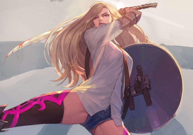 Fantasiekunst,Fantasie Mädchen,Anime,Anime Mädchen,Frau,Schwert