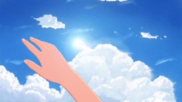 sky,digital art,nature,clouds,anime,hands