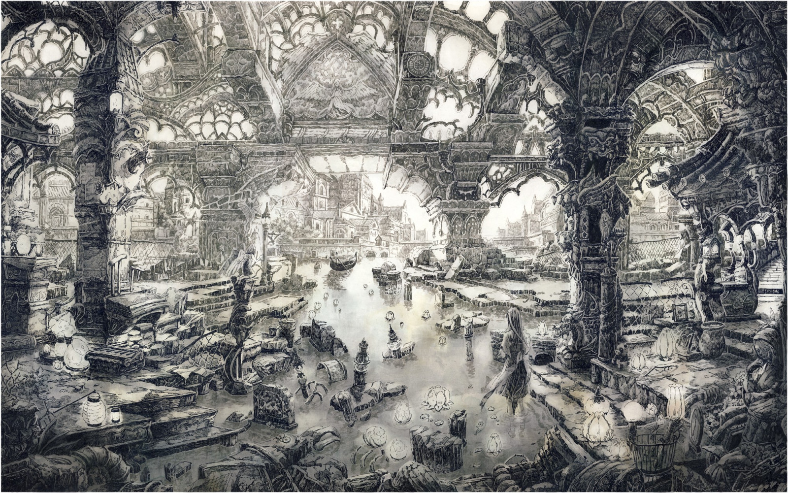 pintura, monocromo, edificio, Obra de arte, historia, arco, restos, ART, árbol, en blanco y negro, Fotografía monocroma, 2000x1252 px, stock photography, visual arts