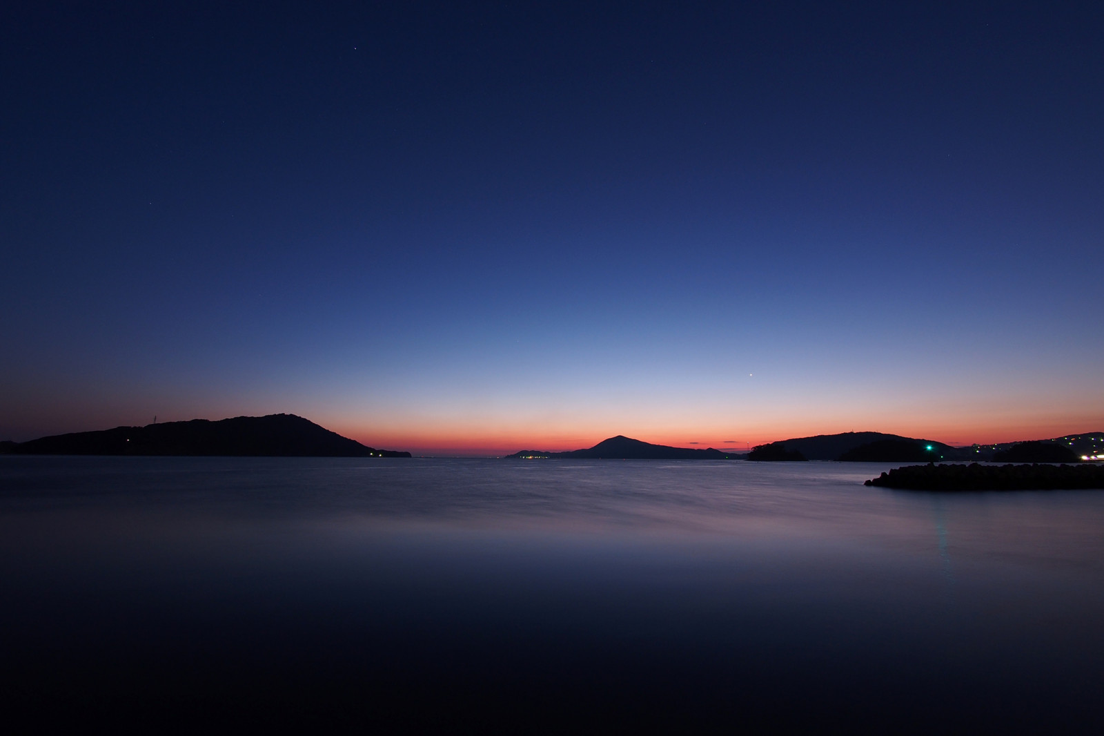 Wallpaper ocean, blue, sky, orange, water, Japan, night, sunrise