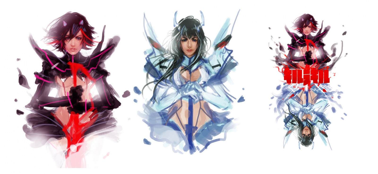 illustration, anime, Kill La Kill, Matoi Ryuuko, Kiryuin Satsuki, skitse, mangaka
