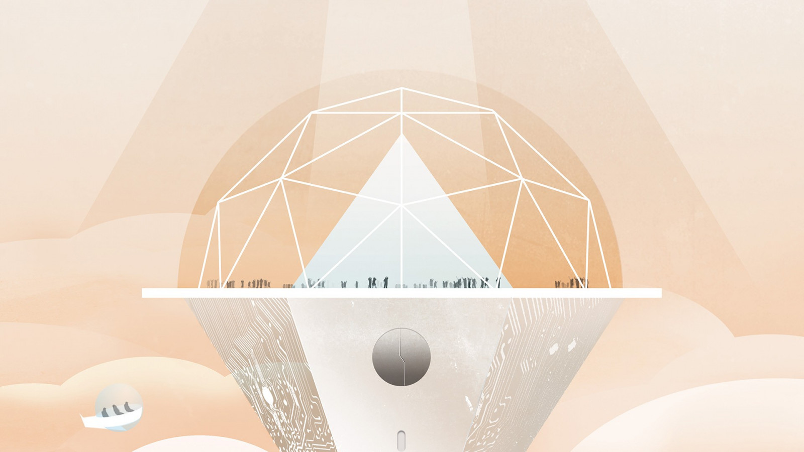 lidé, ilustrace, digitální umění, jednoduché pozadí, minimalismus, koule, symetrie, trojúhelník, kruh, pyramida, PCB, osvětlení, tvar, design, strop