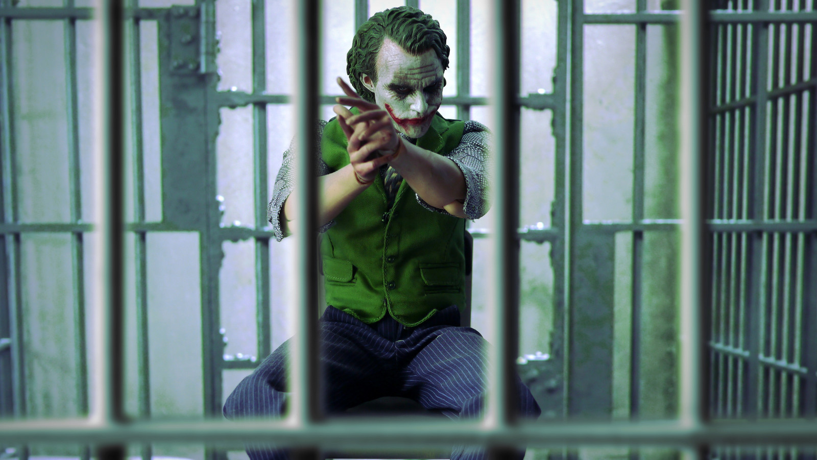 zelená, okno, vězení, dívka, strom, budova, rekreace