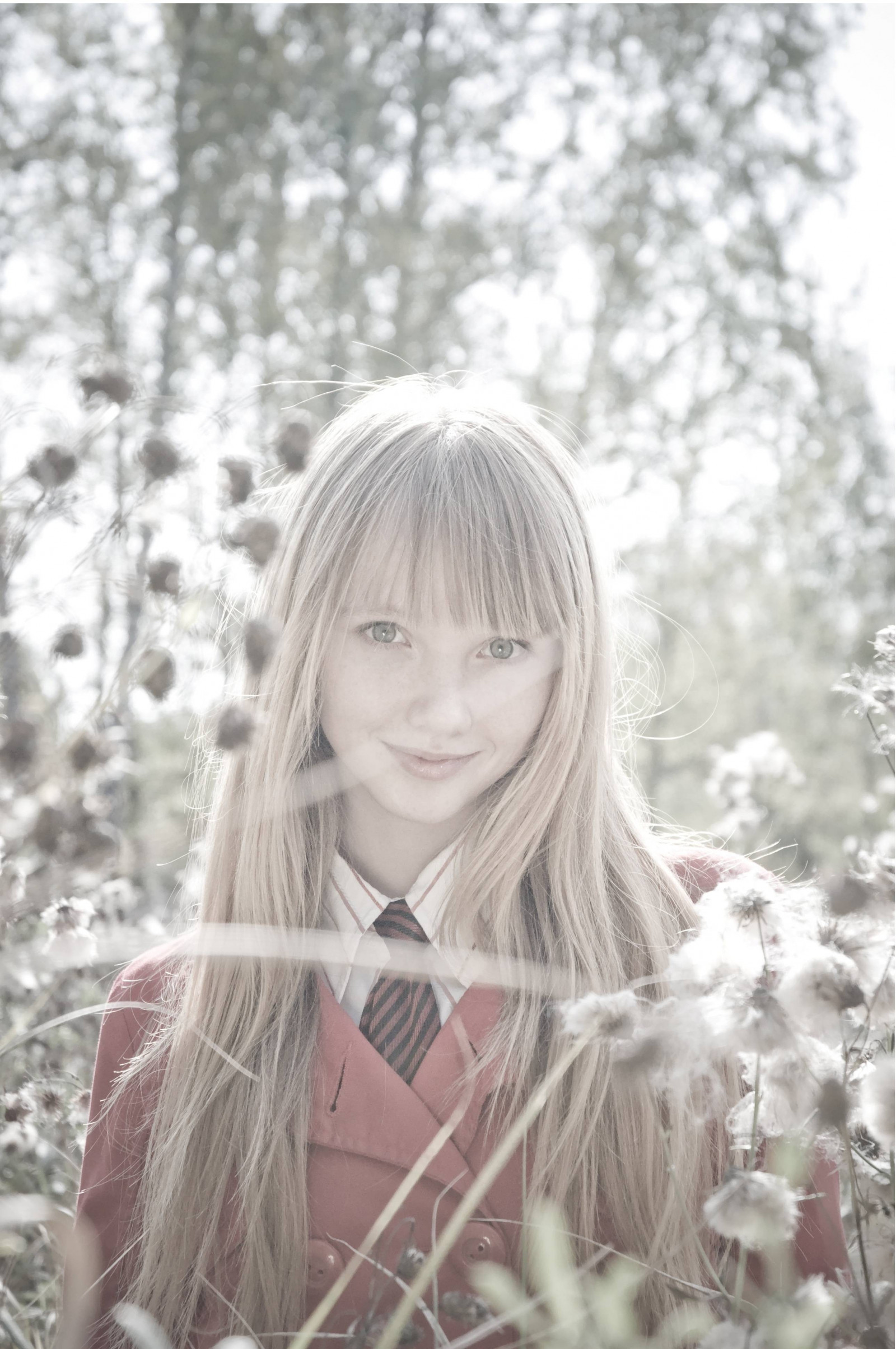 ženy, ryšavý, model, dlouhé vlasy, anime, fotografování, vlasy, Olesya Kharitonova, oblečení, krása, kostým, blond, účes, Černý a bílý, hnědé vlasy