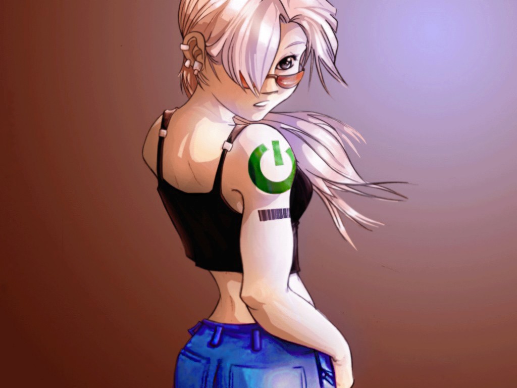 ilustrace, anime, kreslená pohádka, černé vlasy, čárový kód, 1024x768 px, mangaka