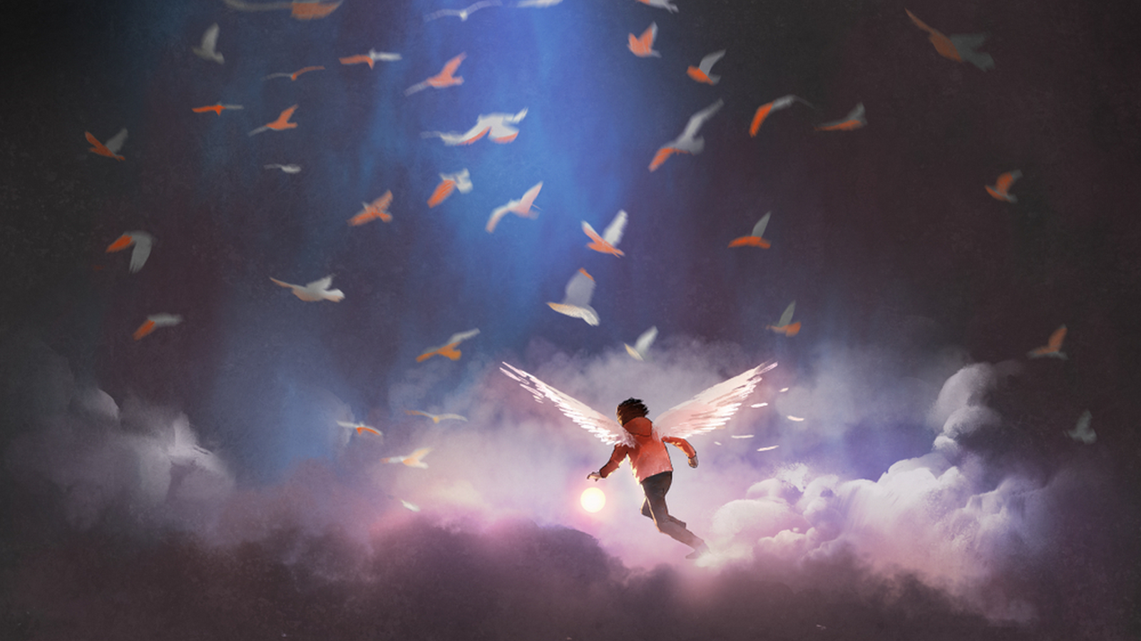 Wallpaper : painting, angel, fantasy art, illustration, running ...