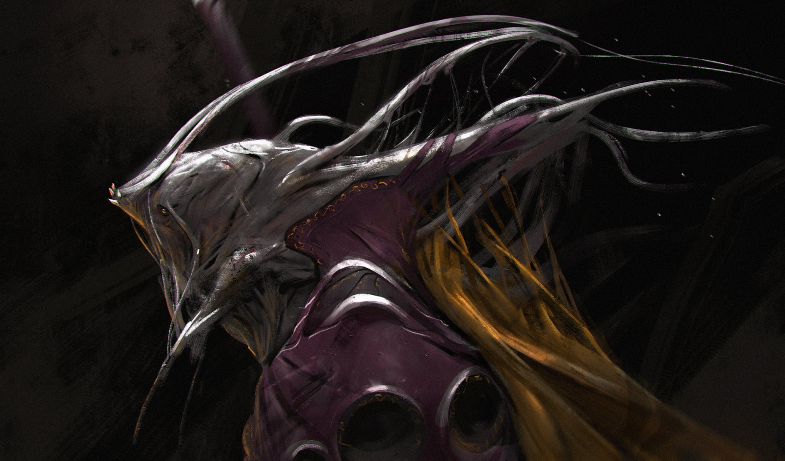 arte digitale, anime, opera d'arte, concept art, capi di abbigliamento, Milan Nikolic, oscurità, costume, immagine dello schermo, 2D Digital, 1920x1130 px, sfondo del computer, personaggio fittizio