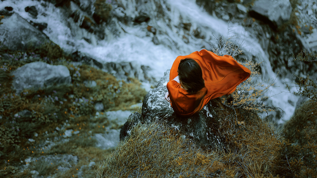 výše, Červené, hora, autoportrét, Příroda, voda, Skála, kámen, Rakousko, vodopád, ráj, nálada, šaty, meetup, vítr, uklidnit, flickrmeetup, laurazalenga, Autfg2013