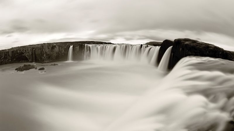 landscape, white, waterfall, monochrome, water, reflection landscape, white, waterfall, monochrome, water, reflection