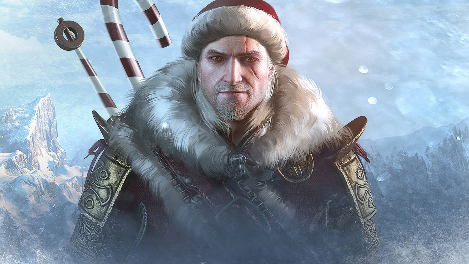 Fond d'écran : Le sorceleur, The Witcher 3 Wild Hunt, neige, Noël, Nouvel An, vacances, Geralt 