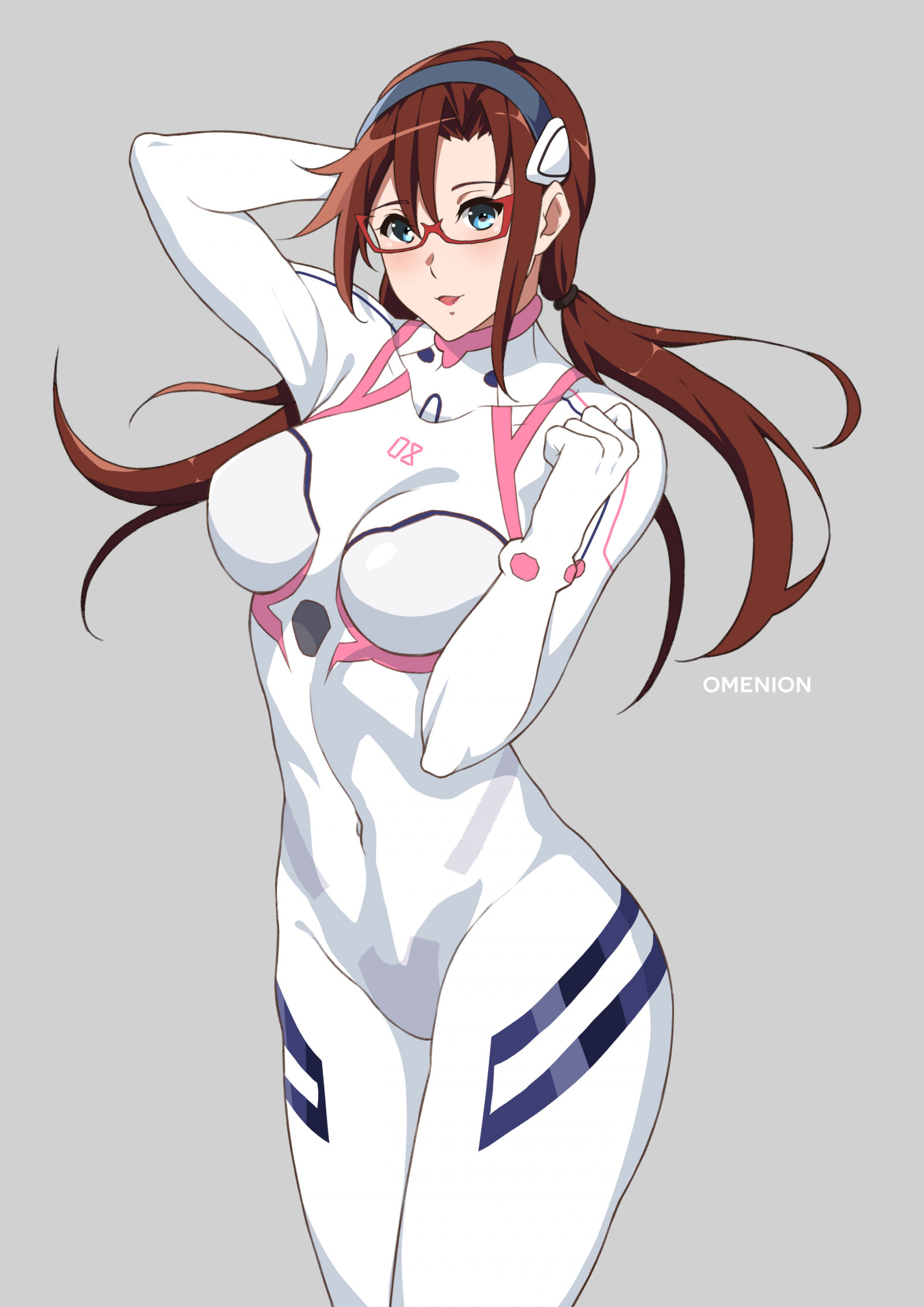 anime, anime tytöt, Super Robot Taisen, Rebuild of Evangelion, Neon Genesis Evangelion, Makinami Mari Illustrious, pitkät hiukset, ruskeaverikkö, soolo, kuvamateriaali, digitaalinen taide, Fanitaide