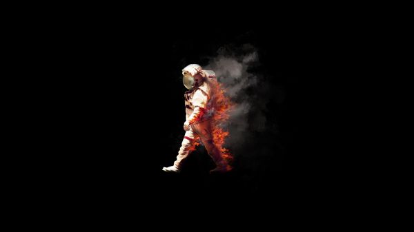 space,abstract,NASA,minimalism,fire,astronaut