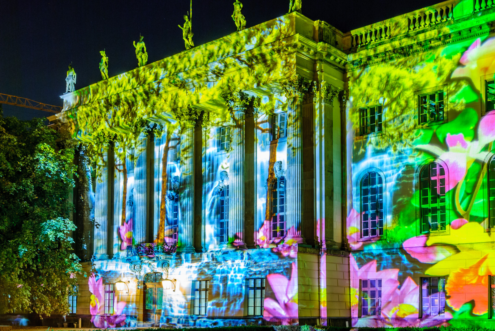 notte, natura, verde, Germania, Berlino, lightroom, leggero, albero, fiore, pianta, Festival, deutschland, oscurità, licht, dunkelheit, nikond80, nacht, attrazione turistica, dietmarschwanitz, Festival delle Luci, humboldtuniversit t, theatrical scenery, majorelle blue