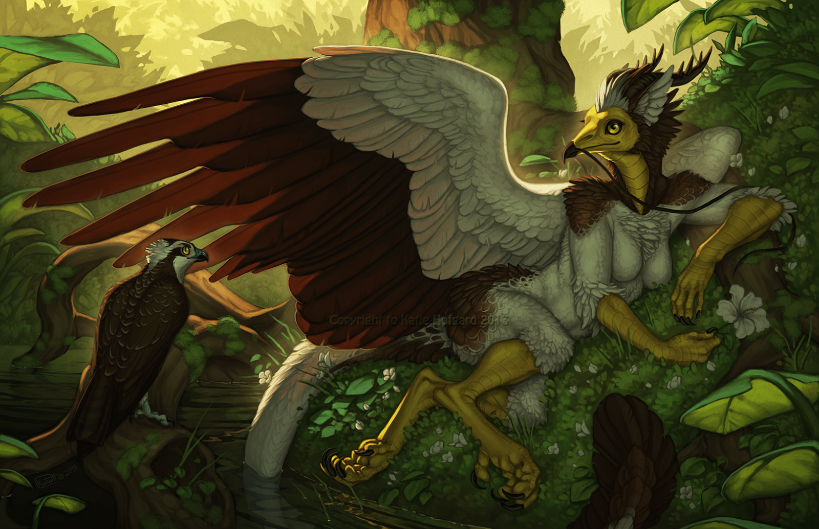 ilustrace, drak, srstnatý, Anthro, džungle, mytologie, Griffins, křídlo, Snímek obrazovky, fiktivní postava