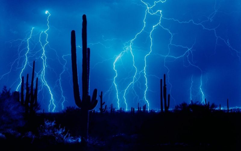 Landschaft,Nacht-,Blitz,Sturm,Atmosphäre,Wüste