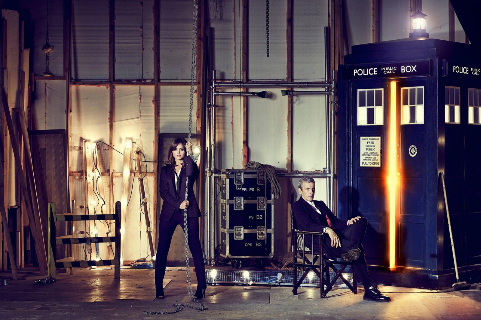 noc, Doktor kdo, TARDIS, Jenna Louise Colemanová, Lékař, Peter Capaldi, fáze, fotografie