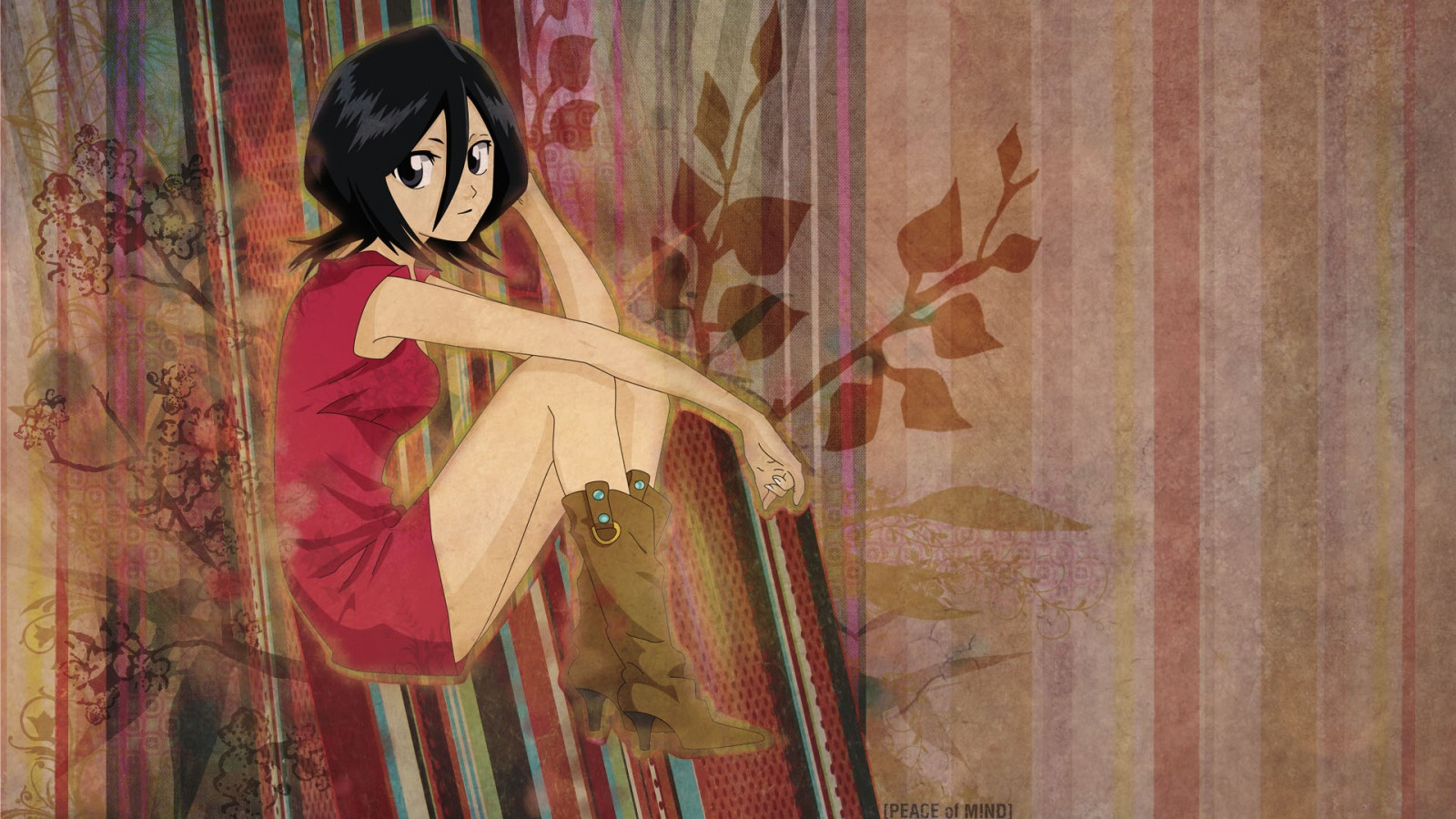 Wallpaper painting, anime girls, boots, Bleach, Person, Kuchiki Rukia