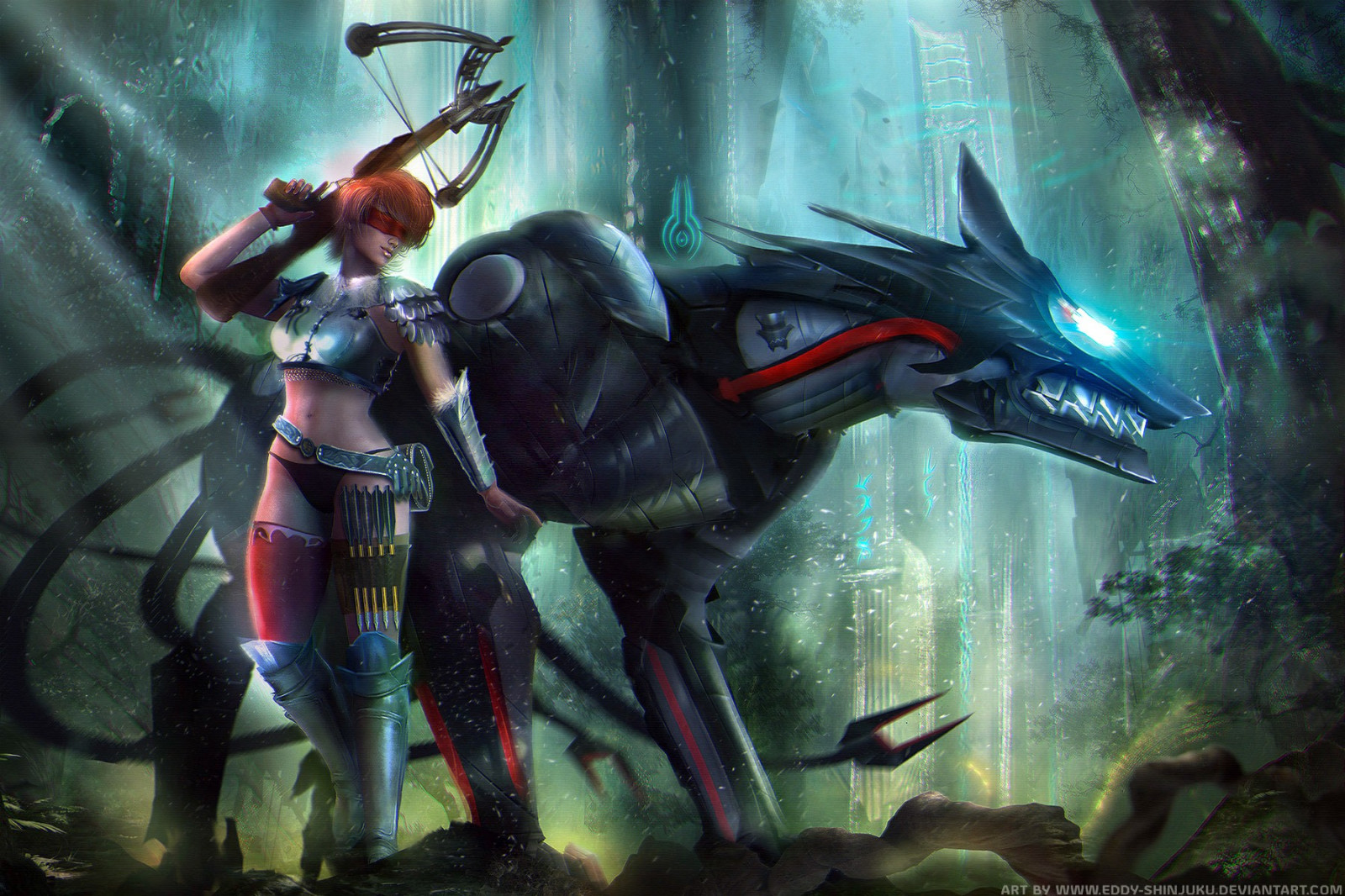 ženy, robot, umělecká díla, kuše, Snímek obrazovky, mecha, počítač tapeta, pc hry, komiks