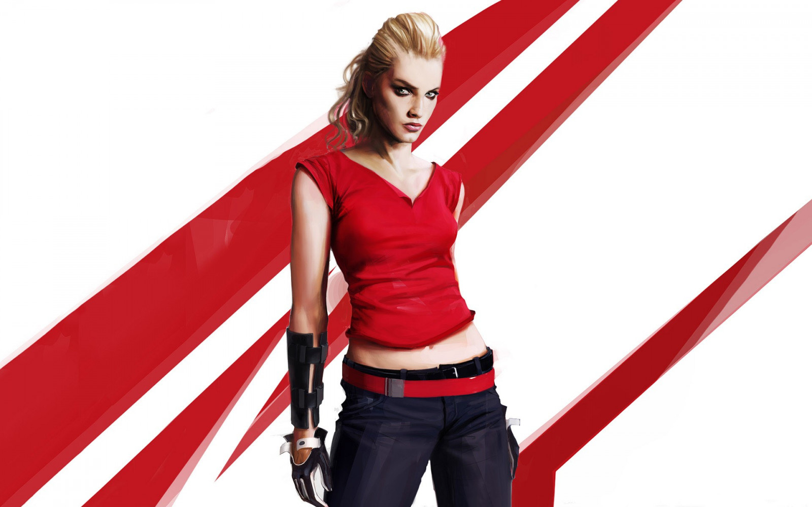 Wallpaper video games, red, clothing, Mirror's Edge, costume