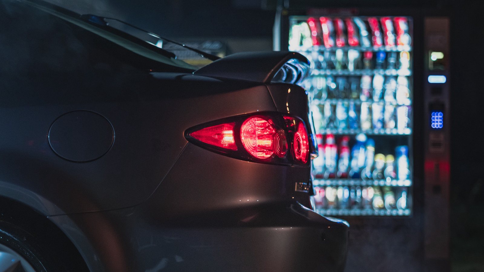 bil, grå, baglygter, baggrundsbelysning, nat