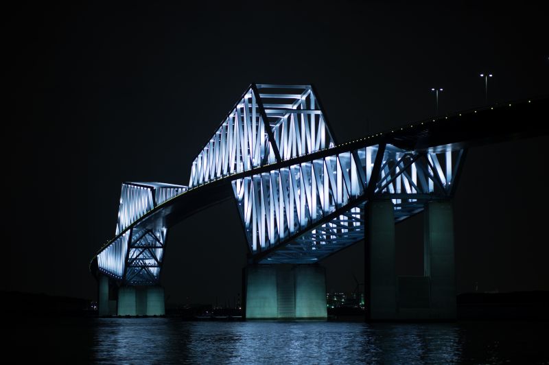 ญี่ปุ่น,ขาวดำ,กลางคืน,สถาปัตยกรรม,การสะท้อน,สมมาตร