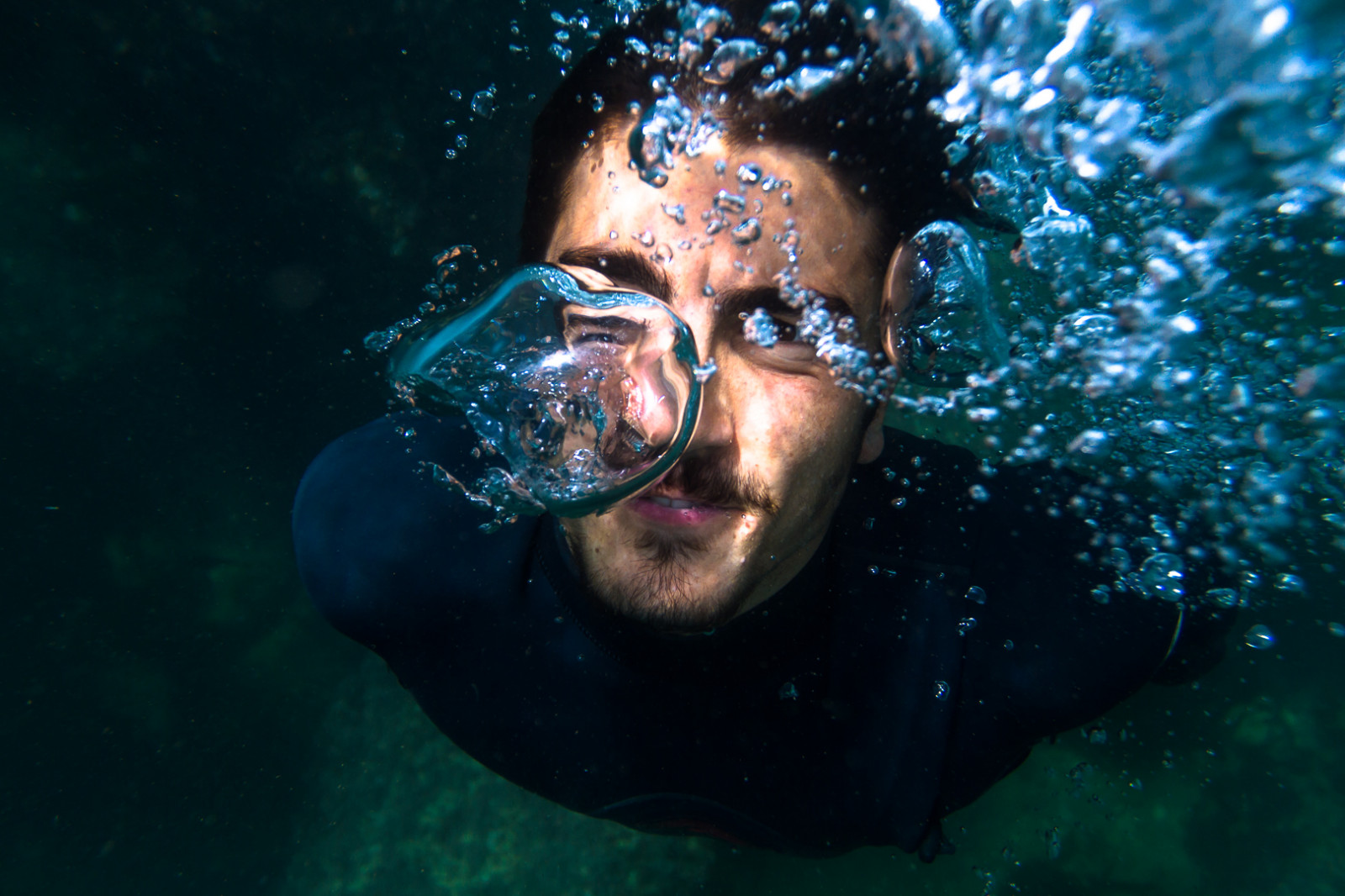 portrét, voda, Kánon, Pod vodou, Bubliny, letní, surfování, plavání, Portugalsko, potápění, plavec, Surfovat, oceán, zábava, volné potápění, tváře, rekreace, zvláštní efekty, mořská biologie, organismus, potápění, surfař, surfermag, Guia